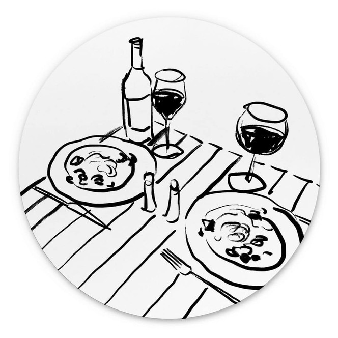Wandbild Stillleben-Dinner mit Wein - Treechild - Alu-Dibond Rund