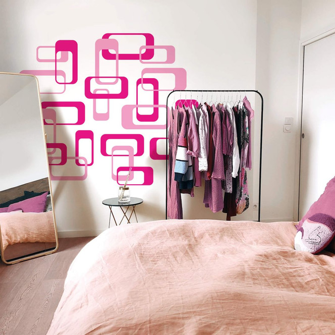 Wandsticker Retro Kästen pink