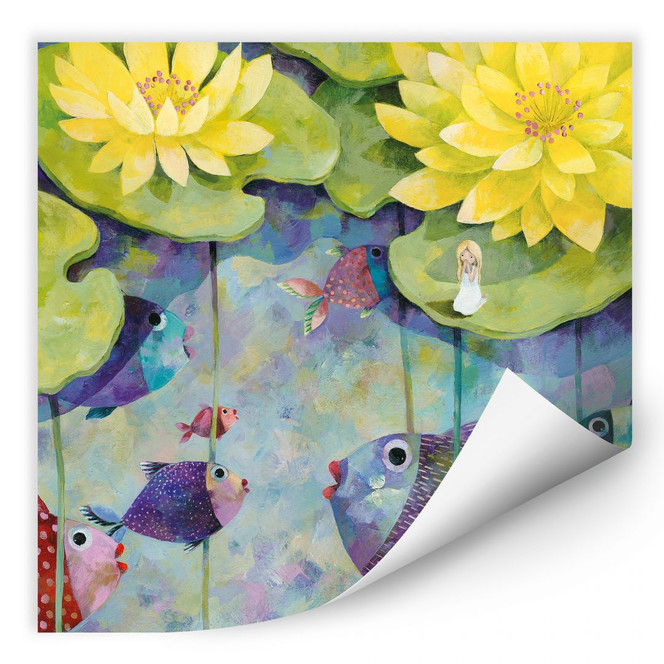 Wallprint Blanz - Gelbe Seerosen - quadratisch