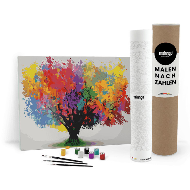 Malen nach Zahlen Leinwandbild - Bunter Baum
