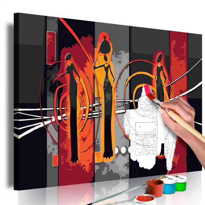 Malen nach Zahlen Leinwandbild - Frauen aus Afrika - 50 x 40 cm - mit Keilrahmen - bespannt