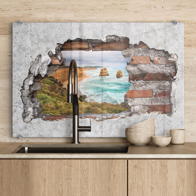 Spritzschutz 3D Optik - Cliff Rocks