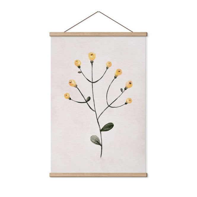 Stoffbild Zarte Pflanze mit gelben Blüten - Goed Blauw