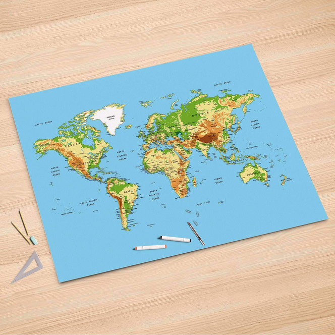 Folienbogen (150x100cm) - Geografische Weltkarte- Bild 1