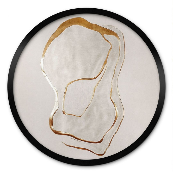 Poster Abstrakte Line Art in Gold und Beige - Alma - Rund