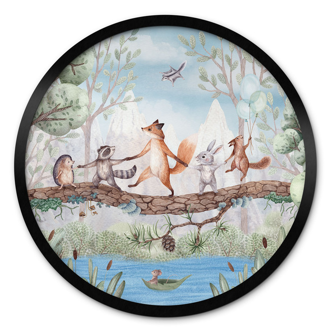 Poster Tierischer Ausflug in der Natur - Oliver Robins - Rund