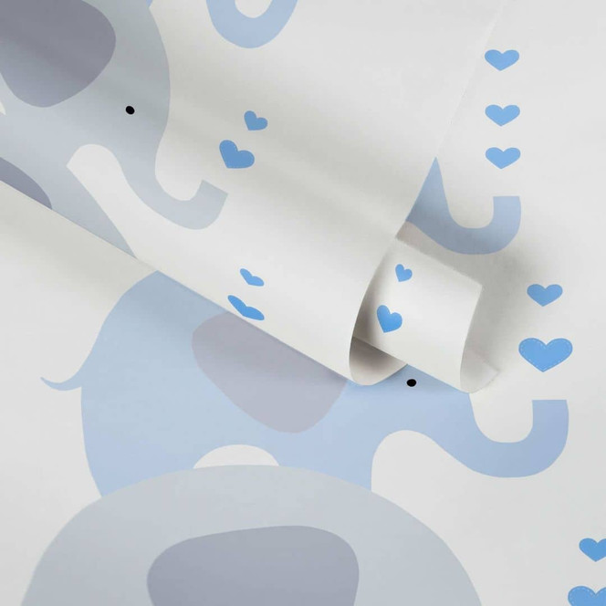 A.S. Création Kinderzimmertapete Little Love Vliestapete mit niedlichen Elefanten blau, grau, weiss