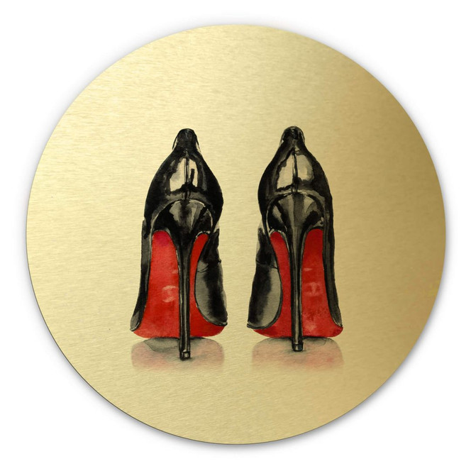 Alu-Dibond mit Goldeffekt High Heels - Rund