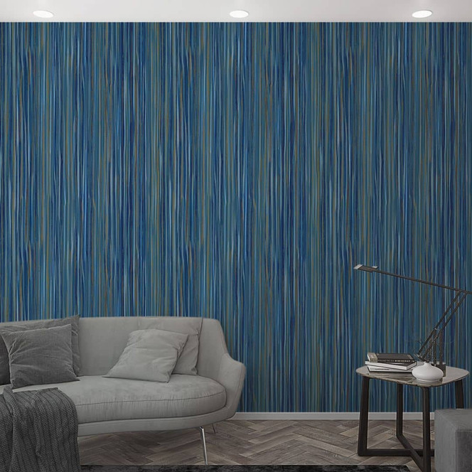Fototapete mit grafischem Streifenmuster, Blau Streifen 2.70 x 1.06 m
