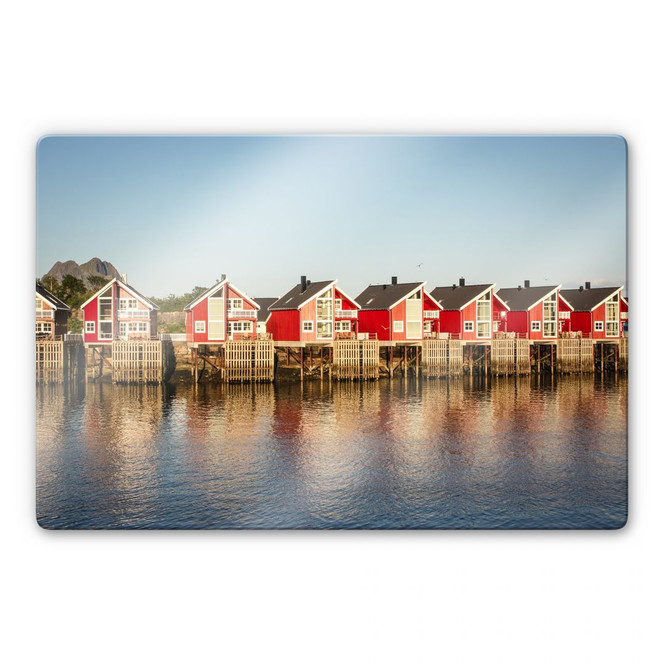 Glasbild Ferienhäuser am Meer