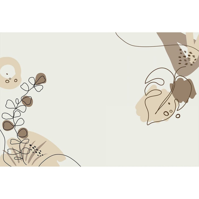 Livingwalls Fototapete ARTist Drawn Leaves mit gezeichneten Blättern beige, braun, creme - Bild 1