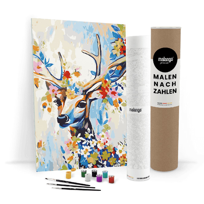 Malen nach Zahlen Leinwandbild - Hirsch Hugo