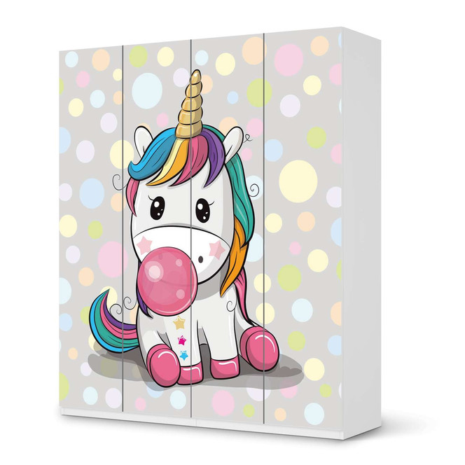 Möbelfolie IKEA Pax Schrank 236cm Höhe - 4 Türen - Rainbow das Einhorn- Bild 1