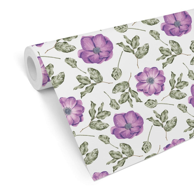 Mustertapete - Aquarell Blüten 05 - violett