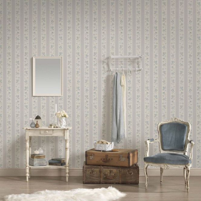 Tapete Floral grau weiss - Vliestapete Landhaus A.S. Création - matt und leicht strukturiert