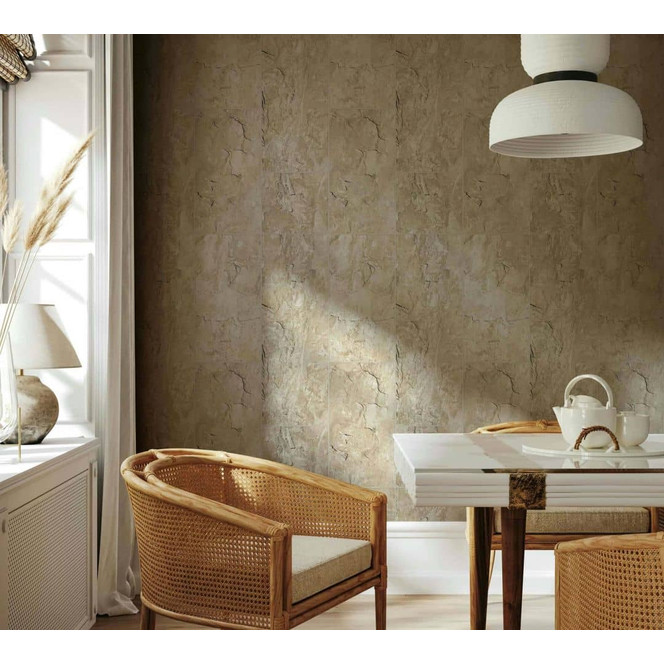 Vliestapete in Fliesen-Look als Shabby Chic beige Fliesenoptik