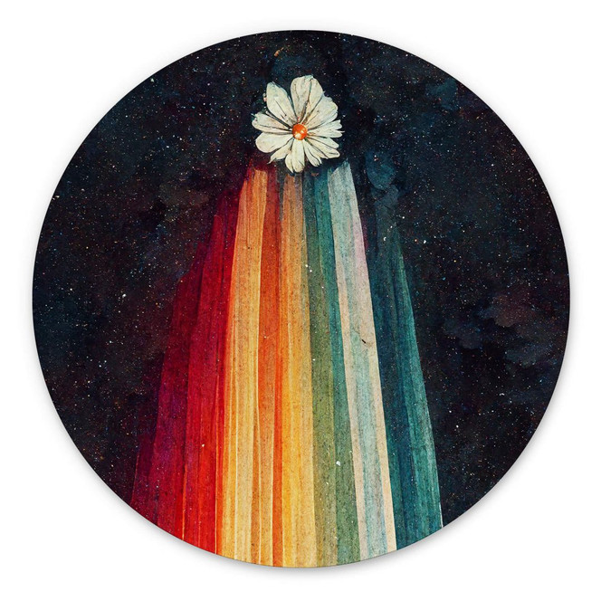 Wandbild Heine - Blumige Grüsse aus dem All - Astro Cruise - Alu-Dibond Rund