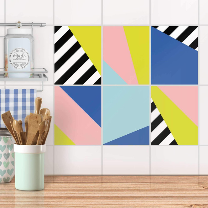 Fliesenaufkleber Set rechteckig - 80er Jahre