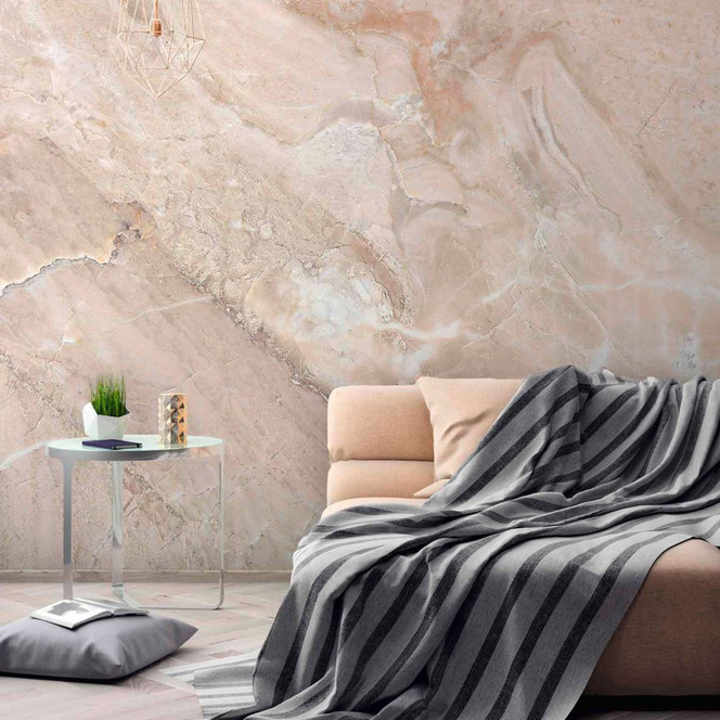 Fototapete Design MarbleBeige in beige weiss - Vliestapete Designwalls 2 - 2.55x3.5 m