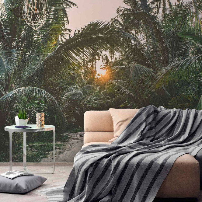 Fototapete Landschaft TropicalPalm in grau beige - Vliestapete Designwalls 2 - 2.55x3.5 m