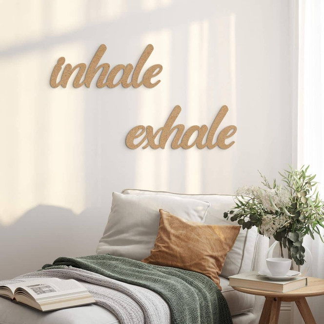 MDF-Deko 3D Schriftzug inhale exhale - Natur