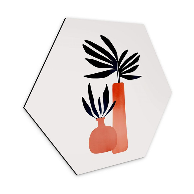 Wandbild Kubistika - Märchenpflanzen - Hexagon Alu-Dibond