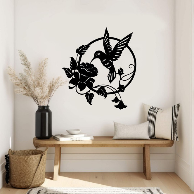 Wandtattoo Kolibri und Blüte