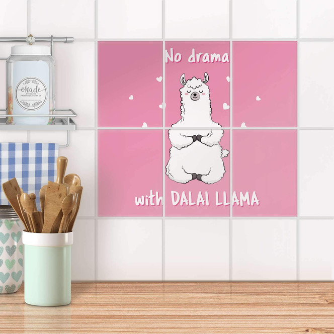 Fliesenaufkleber hoch - Dalai Llama - 6er Set