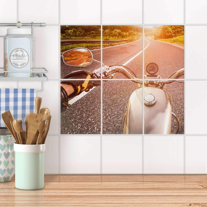 Fliesenaufkleber hoch - Easy Rider - 6er Set