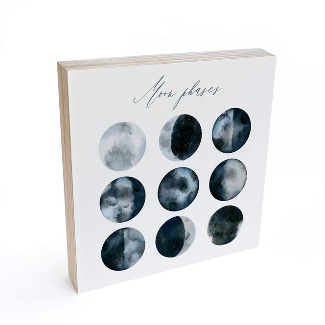 Holzbild zum Hinstellen - Moon Phases - 15x15cm - Bild 1