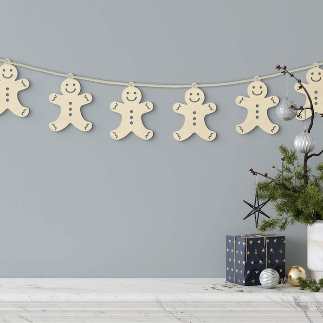 Holzdeko Weihnachten - Lebkuchenmann Pappelholz (10-teilig) - je 8x10cm - Bild 1