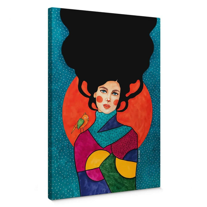 Leinwandbild  Frau vor rotem Mond - Hülya