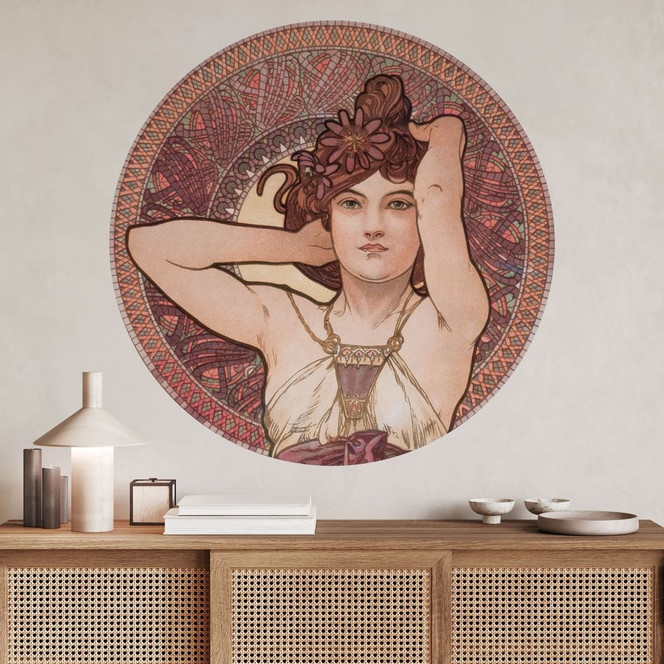 Wandtattoo Mucha - Edelsteine: Amethyst - Rund