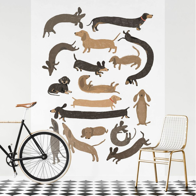 Fototapete Verspielte Dackel - Hunde Illustration - Melin