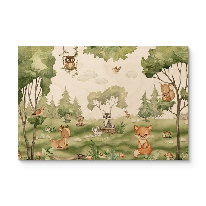 Holzbild Süsse Tiere im Herzen des Waldes - Oliver Robins
