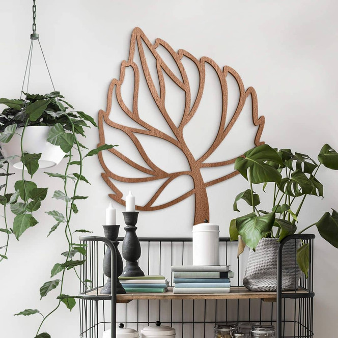 Holzdeko Mahagoni - Blatt-Birke geschwungen