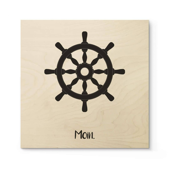 Holzposter Moin mit Steuerrad - Quadratisch