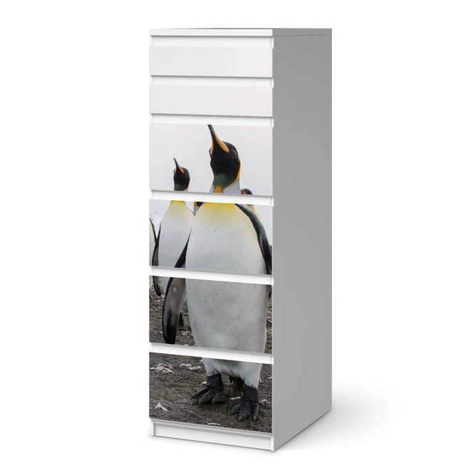 Klebefolie IKEA Malm Kommode 6 Schubladen (schmal) - Penguin Family- Bild 1
