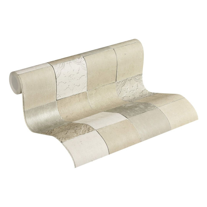 Livingwalls Vliestapete New Walls Finca Home Fliesentapete creme, grau