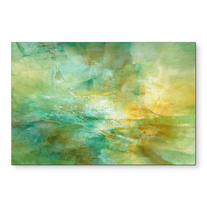 Wandbild Abstrakter Horizont in Limettengrün - Schmucker - Alu-Dibond