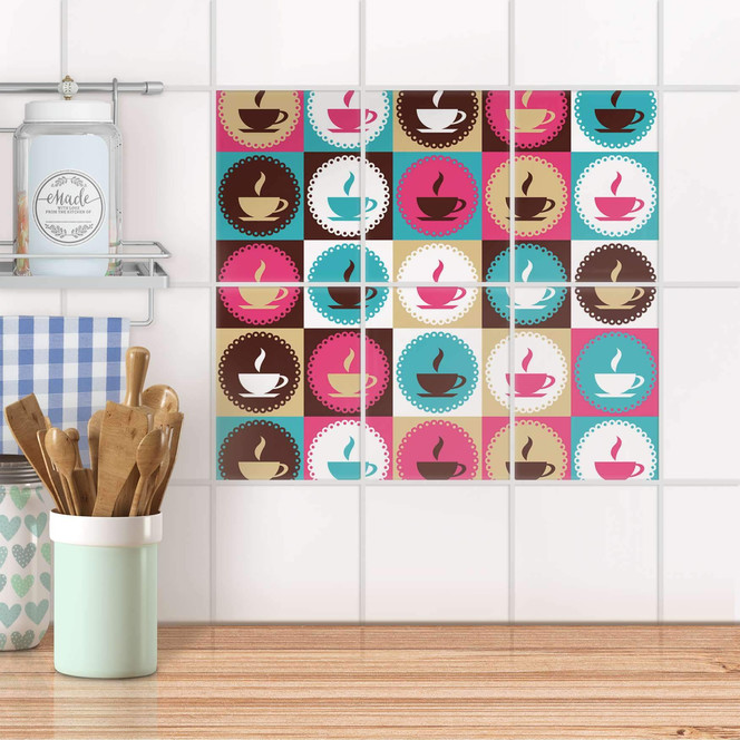 Fliesenaufkleber hoch - Coffee Cups - 6er Set