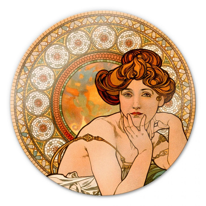Glasbild Mucha - Edelsteine: Topas - rund