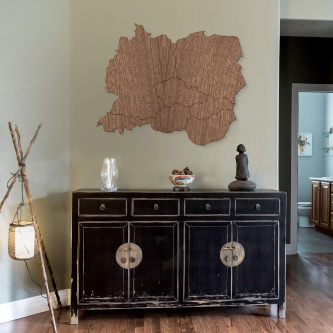 Holzkunst Mahagoni Furnier - Karte Mitteleuropa