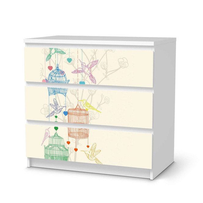 Klebefolie IKEA Malm Kommode 3 Schubladen - Birdcage- Bild 1