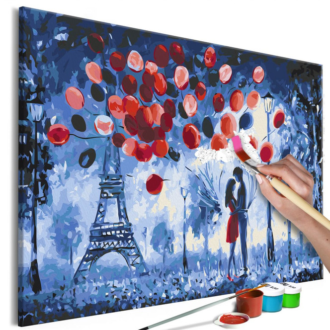 Malen nach Zahlen Leinwandbild - Nacht in Paris - 50 x 40 cm - mit Keilrahmen - bespannt