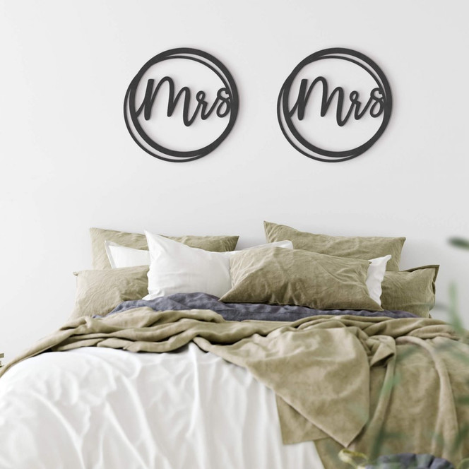 MDF Schriftzug Hochzeit Mrs and Mrs