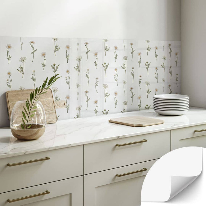 Selbstklebende Küchenrückwand Wiesenromantik mit Feldblumen - Kikki Belle