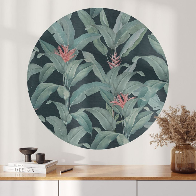 Wandtattoo Urban Jungle Tropenblätter Grün - Bloomery Decor - Rund