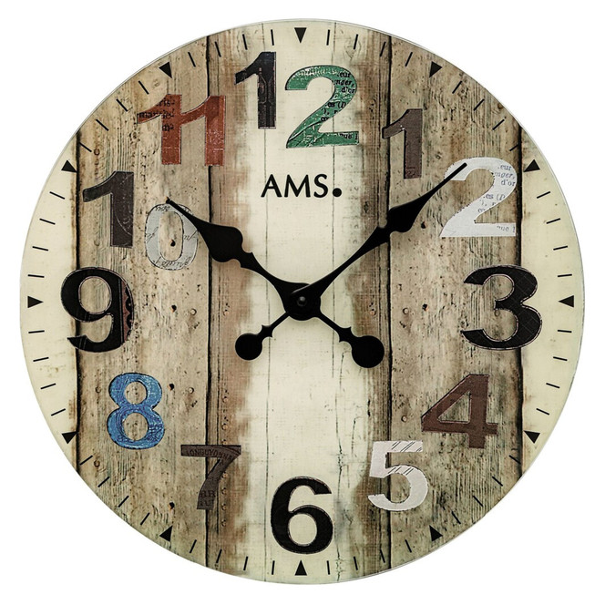 Wanduhr farbig in Holzoptik