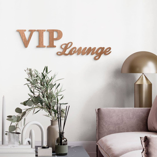 3D Deko-Schriftzug VIP Lounge - Mahagoni Holz